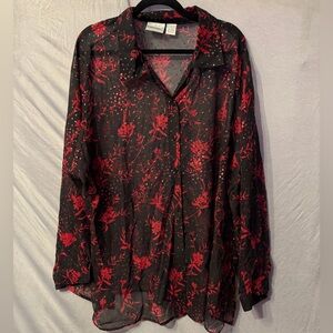 Fashion bug mesh button down blouse